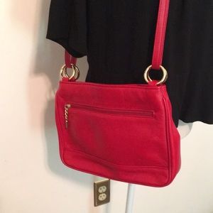 Worthington red Leather purse with straps and three compartments